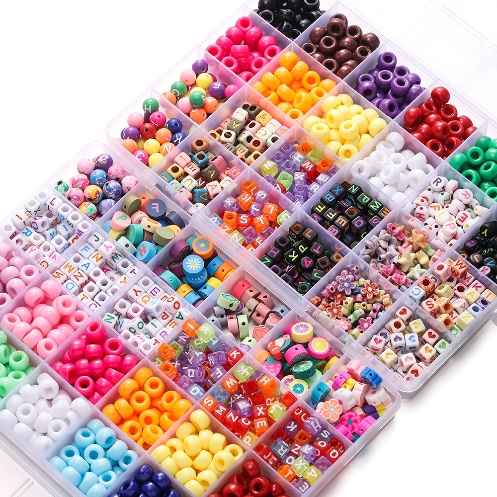 Jewelry Making In Clay - 680pcs/Box Colorful Acrylic Pony Bead Square