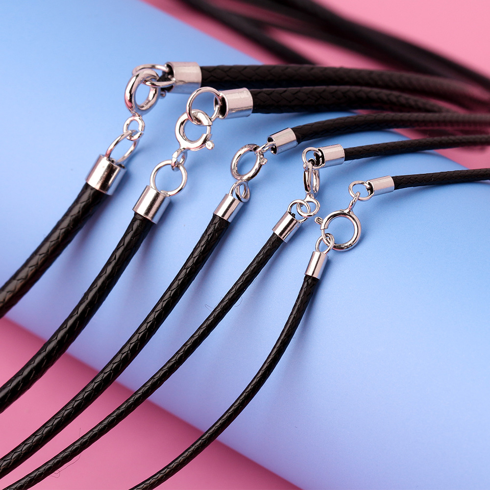 925 Silver Black Braided Leath - Jewelry Making In La avaliação e preço