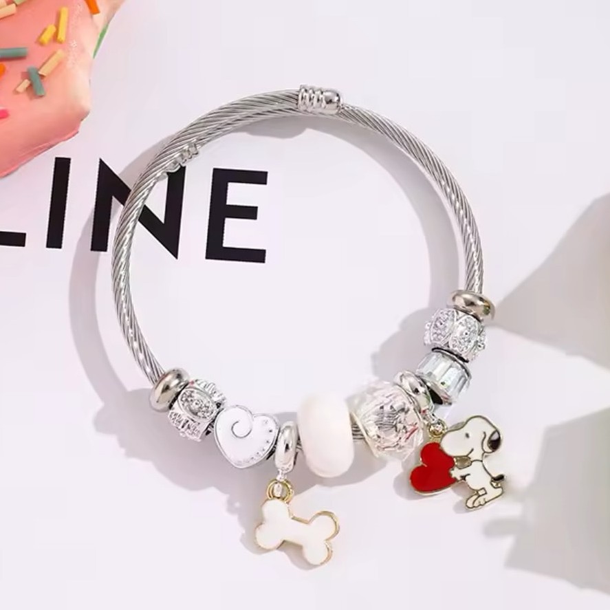 Cute Cartoon Snoopy Bone Heart - Jewelry Making Parts avaliação e preço