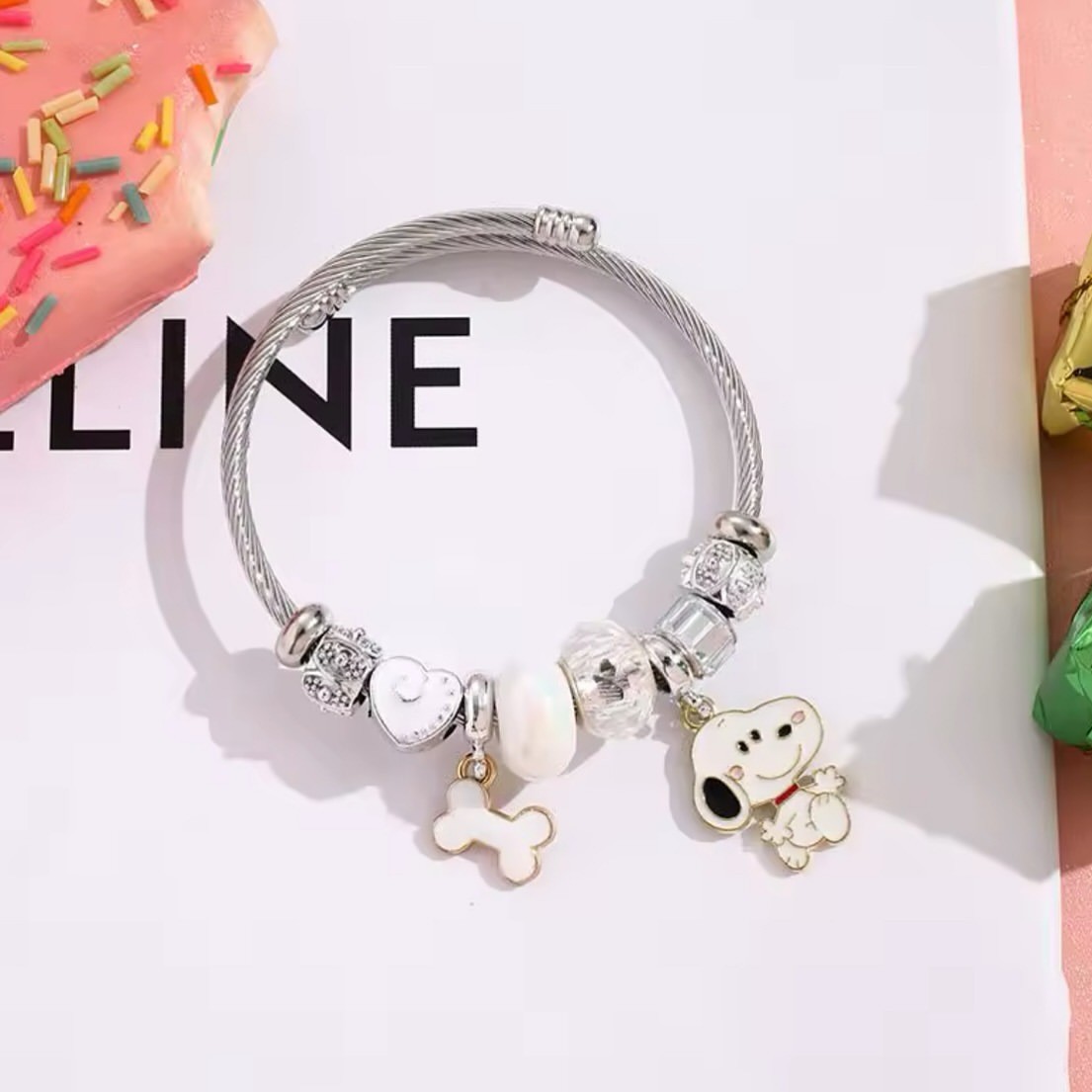 Cute Cartoon Snoopy Bone Heart - Jewelry Making Parts avaliação e preço