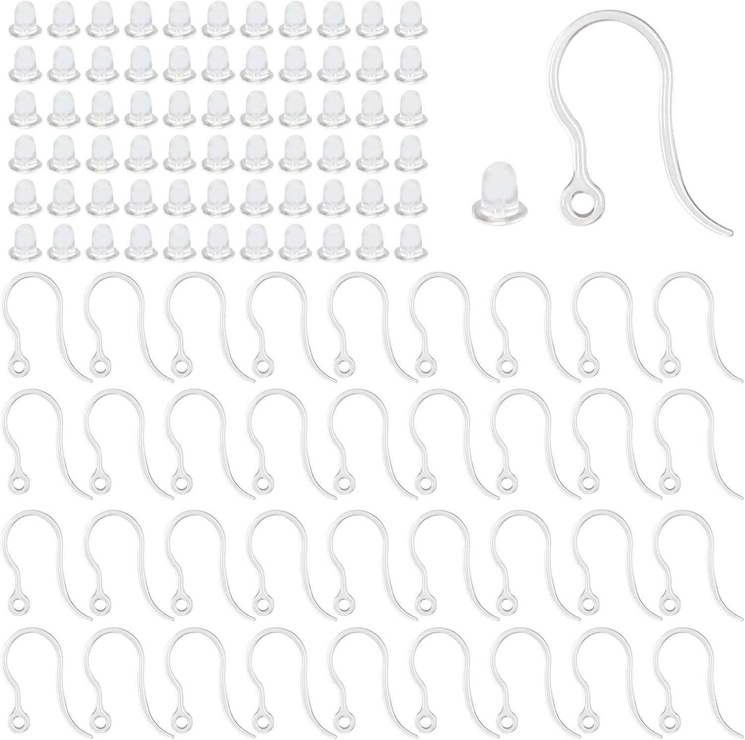 40pcs Clear Plastic Earring Ho - Jewelry Making Hardware avaliação e preço