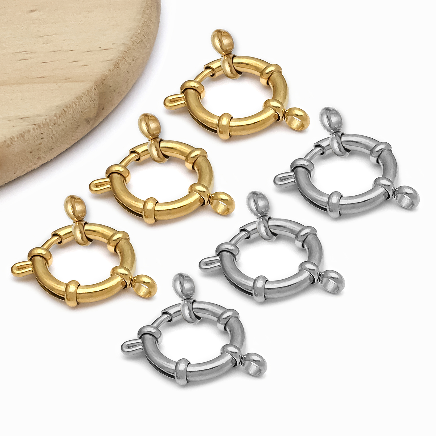 2pcs Stainless Steel Round Cla - Jewelry Making Hardware avaliação e preço