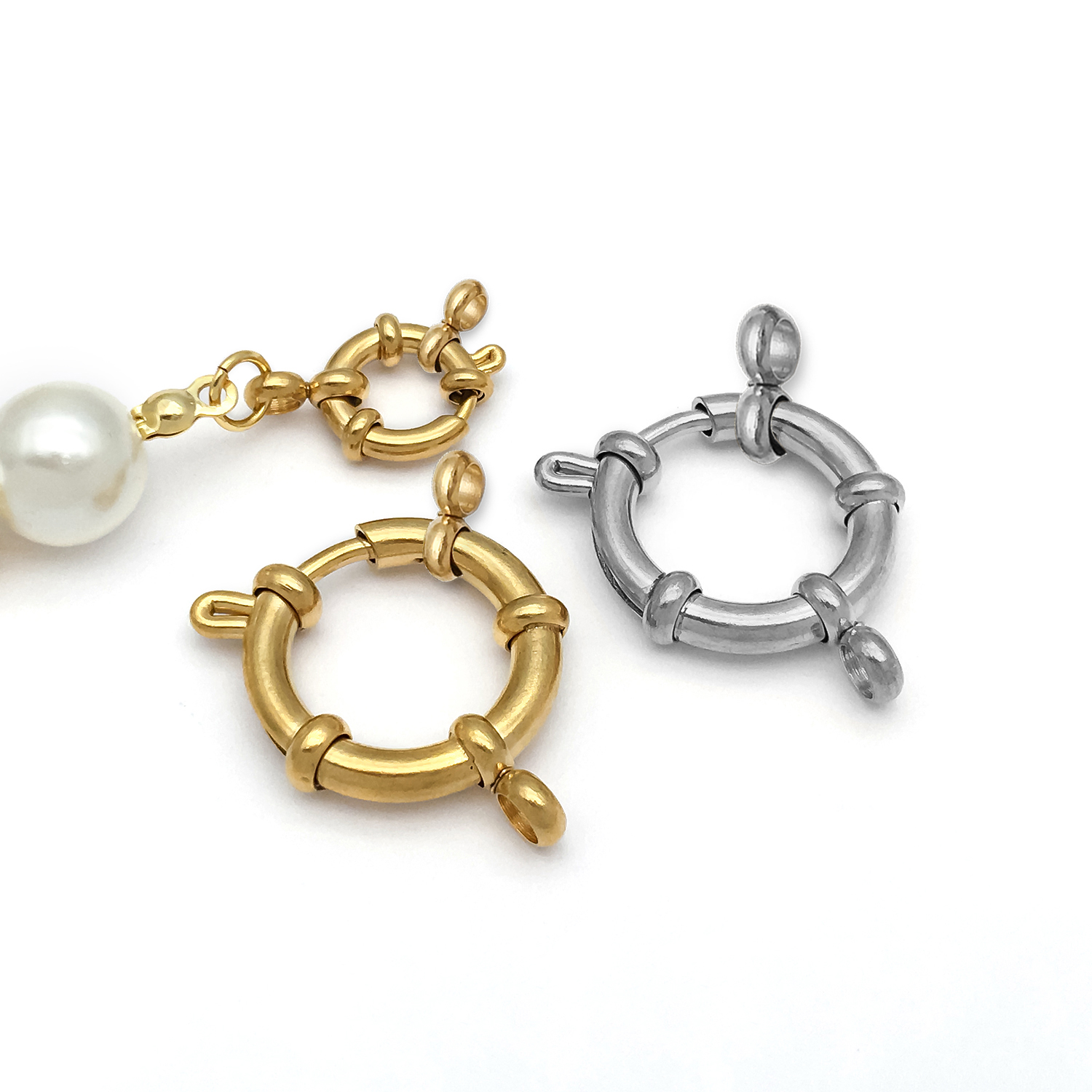 2pcs Stainless Steel Round Cla - Jewelry Making Hardware avaliação e preço