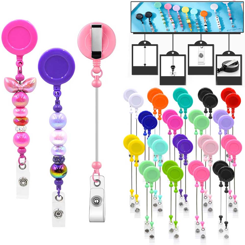 1-3 Pcs Beadable Badge Reels w - Jewelry Making Parts avaliação e preço