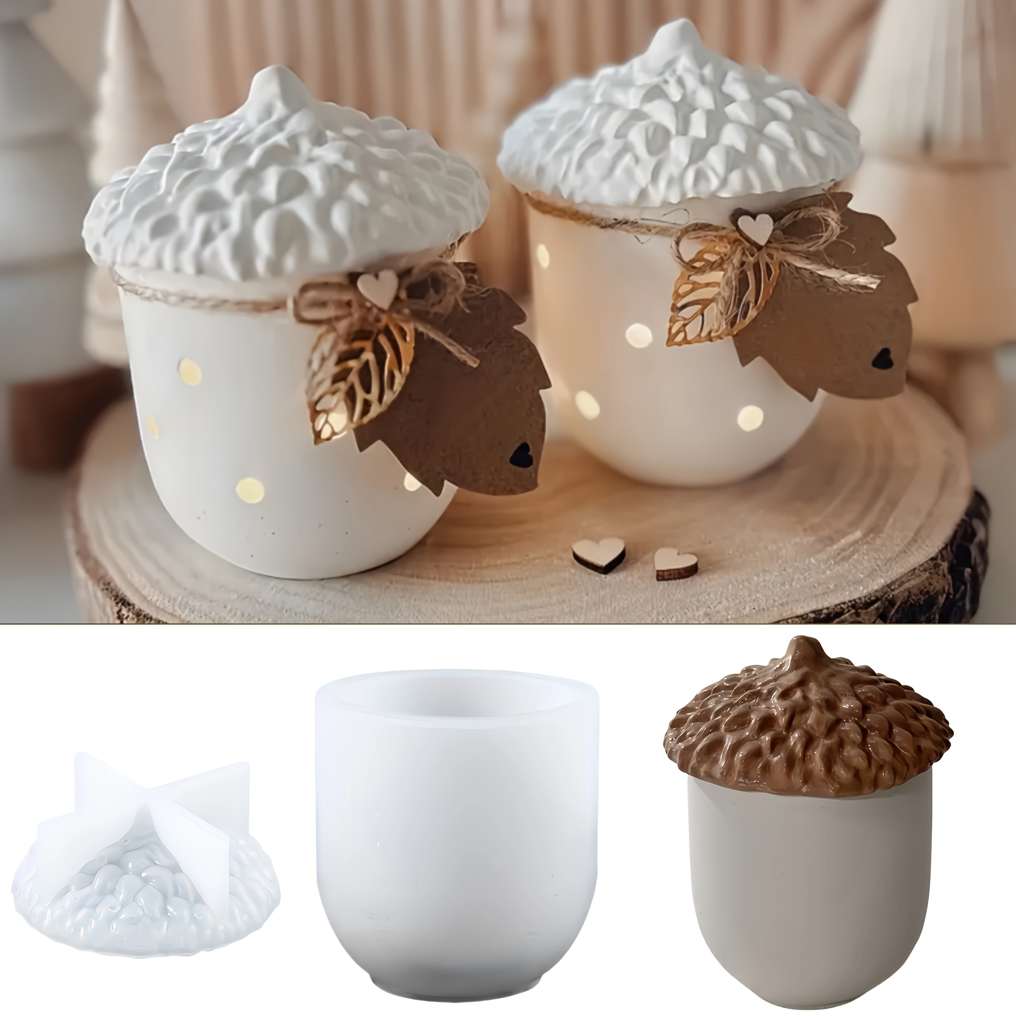 1pc Acorn and Pinecone Jar Sil - Jewelry Making In Clay avaliação e preço